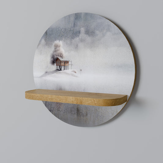SILENT CABIN Round Art Shelf In Oak Effect