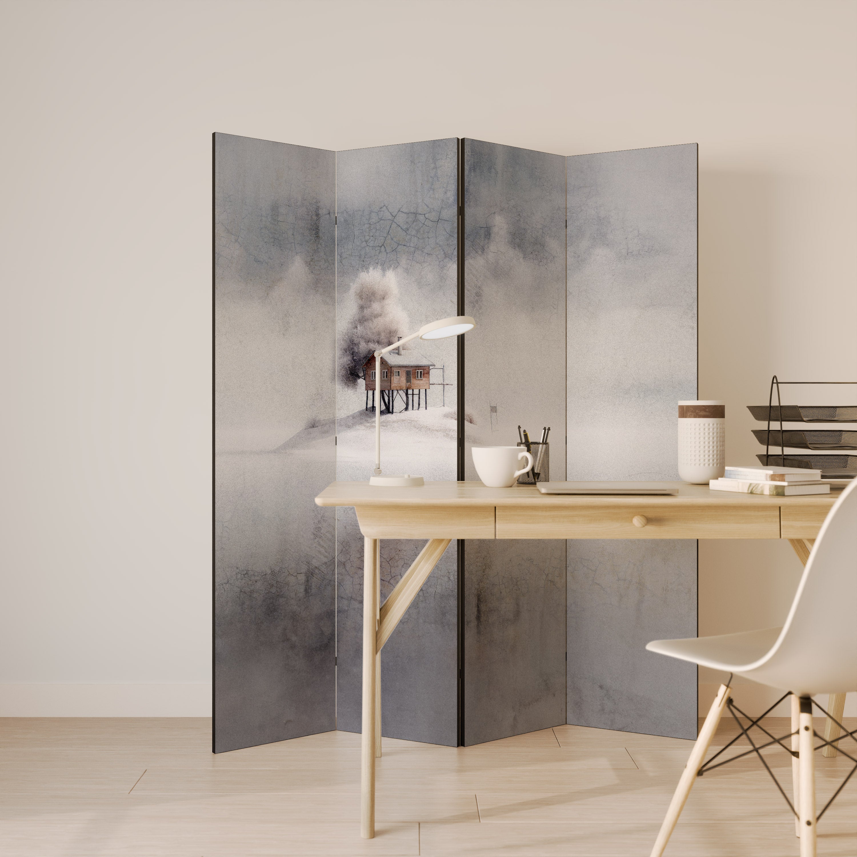 Dekorativ rumsavdelare med 4 paneler SILENT CABIN