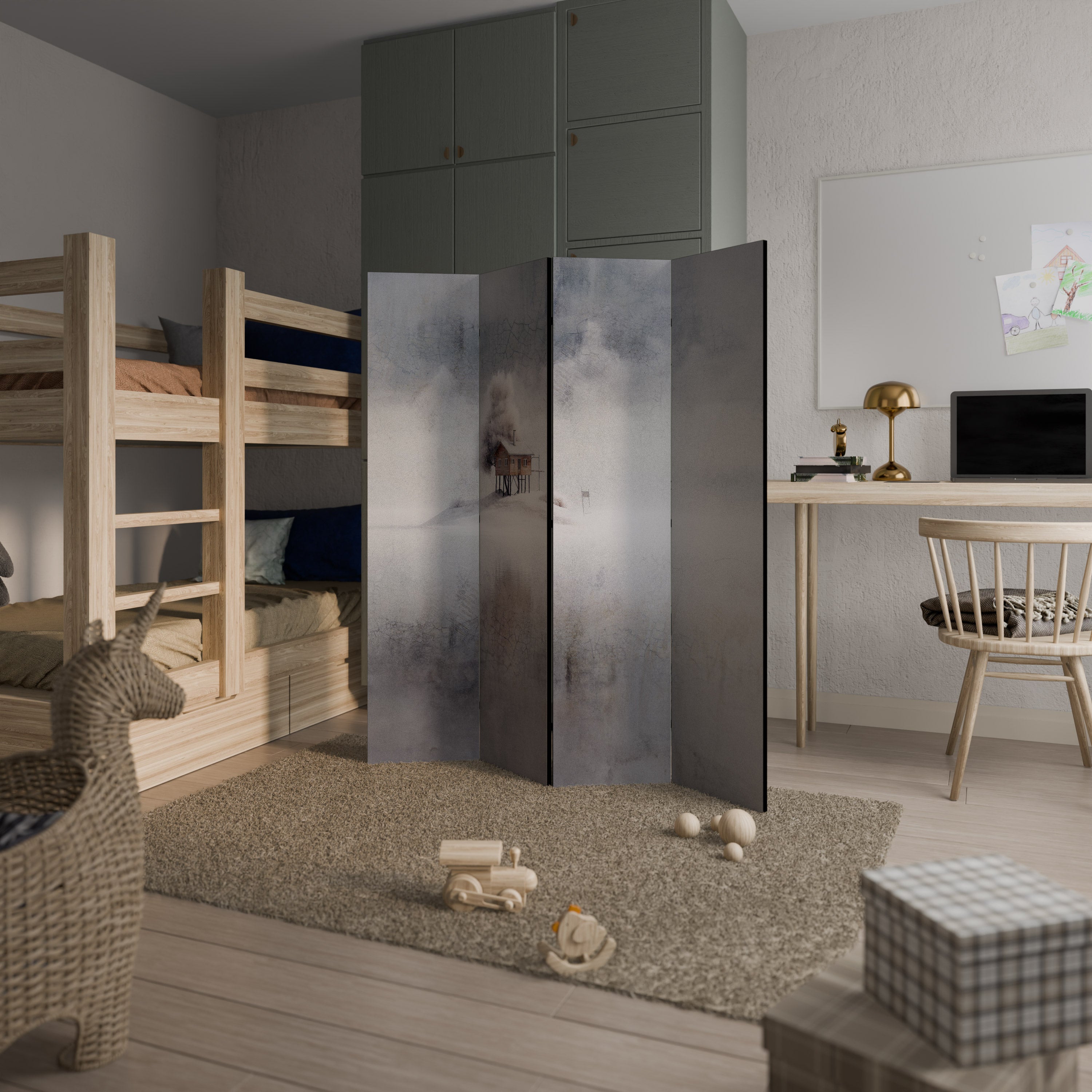 Dekorativ rumsavdelare med 4 paneler SILENT CABIN