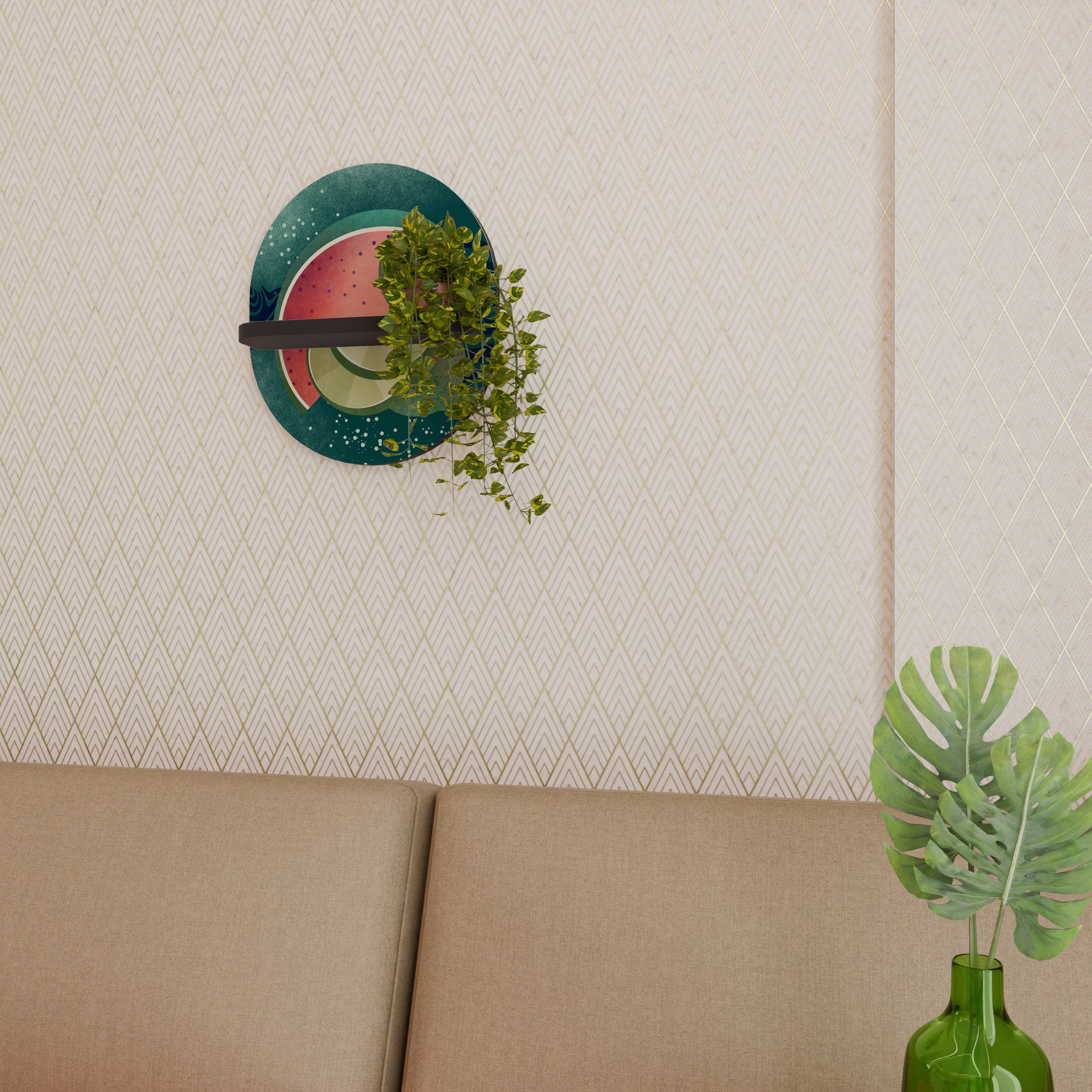 FRUIT POWER Oval konsthylla i svart finish