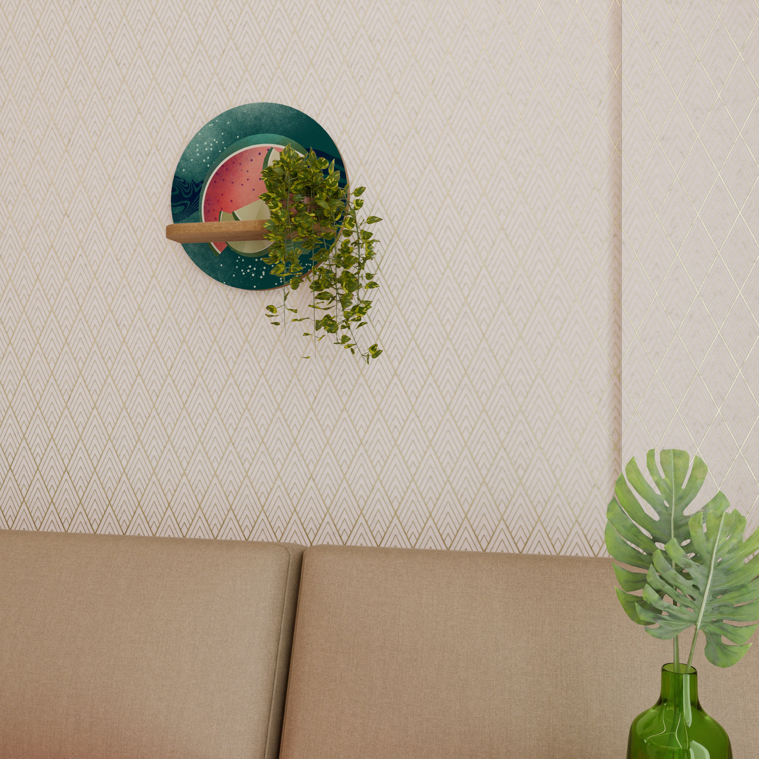FRUIT POWER Rund Konsthylla I Ekeffekt