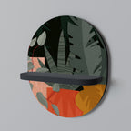 TROPISK KOMPOSITION Oval konsthylla i svart finish