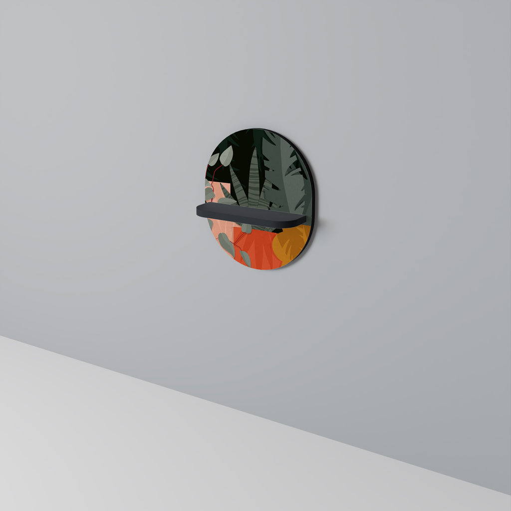 TROPISK KOMPOSITION Oval konsthylla i svart finish