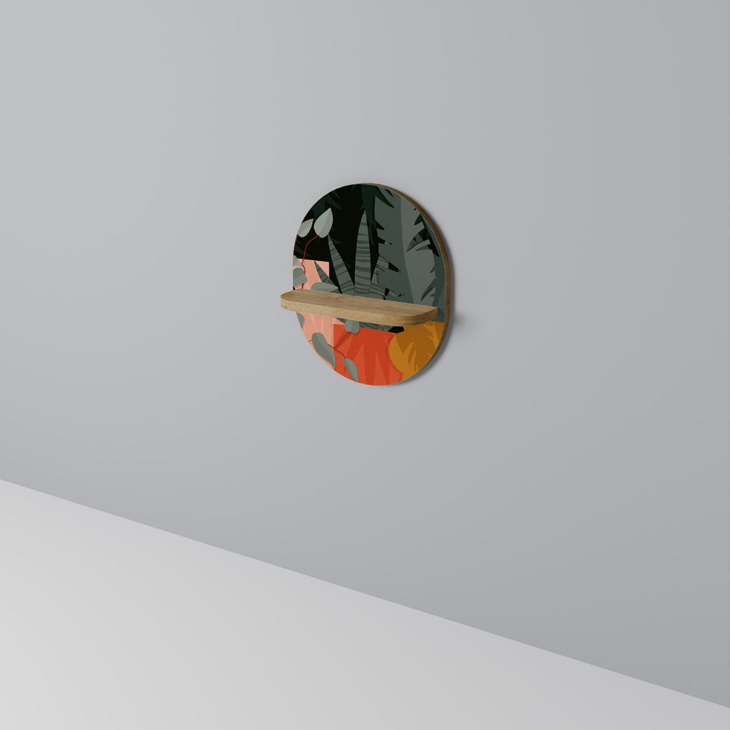 TROPISK KOMPOSITION Oval konsthylla i ekeffekt