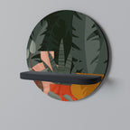 TROPISK KOMPOSITION Rund konsthylla i svart finish