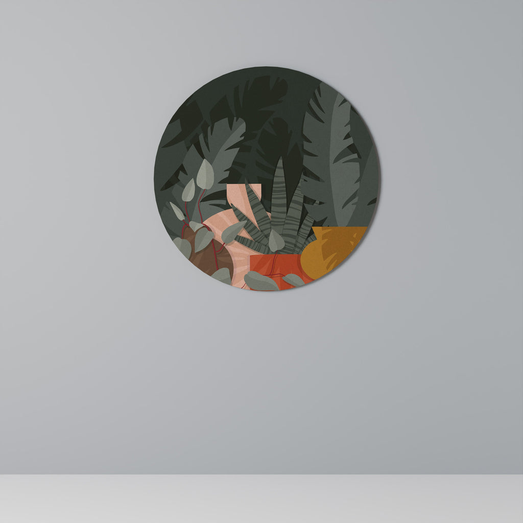 TROPISK KOMPOSITION Rund väggkonst