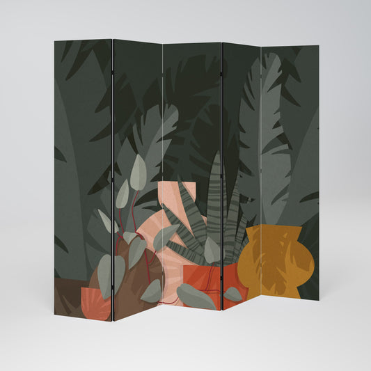 TROPICAL COMPOSITION Decorative 5-Panel Room Divider