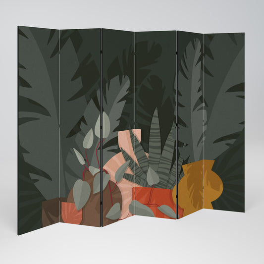 TROPICAL COMPOSITION Decorative 6-Panel Room Divider