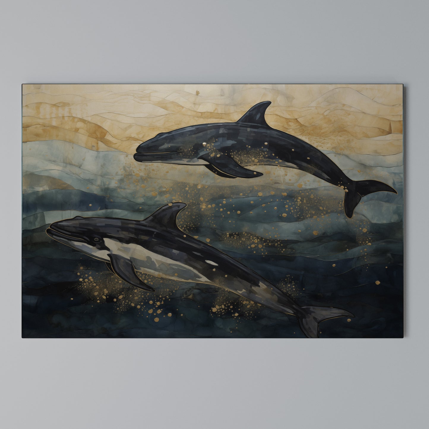 GOLDEN WAVES Horizontal Canvas Print