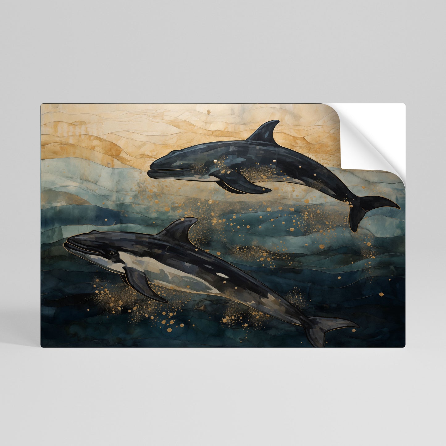 GOLDEN WAVES Självhäftande Horisontell Poster