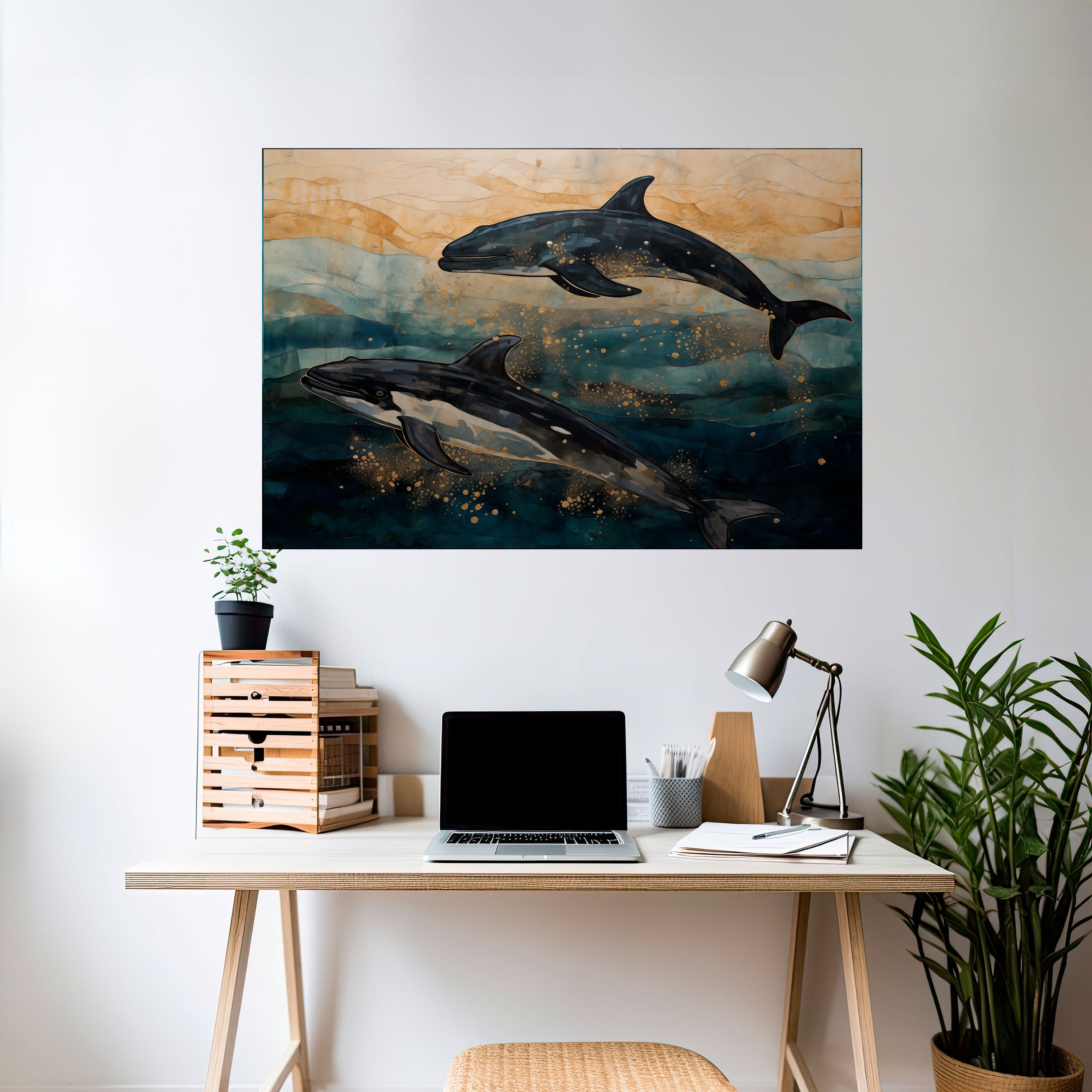 GOLD WAVES horisontell affisch med självhäftande motiv