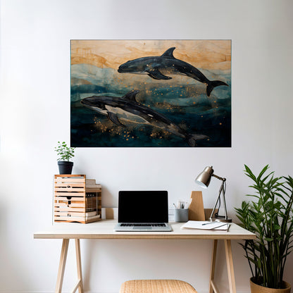 GOLD WAVES horisontell affisch med självhäftande motiv