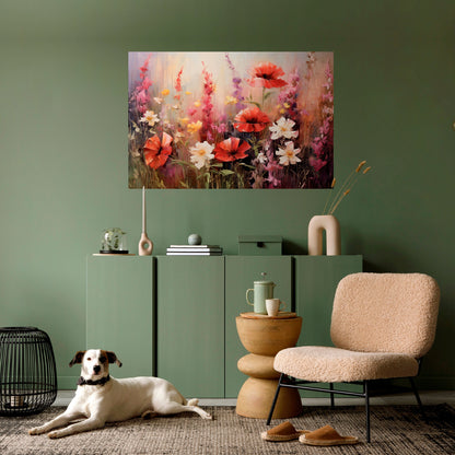 Vibrant Bloom Symphony horisontell poster med självhäftande text