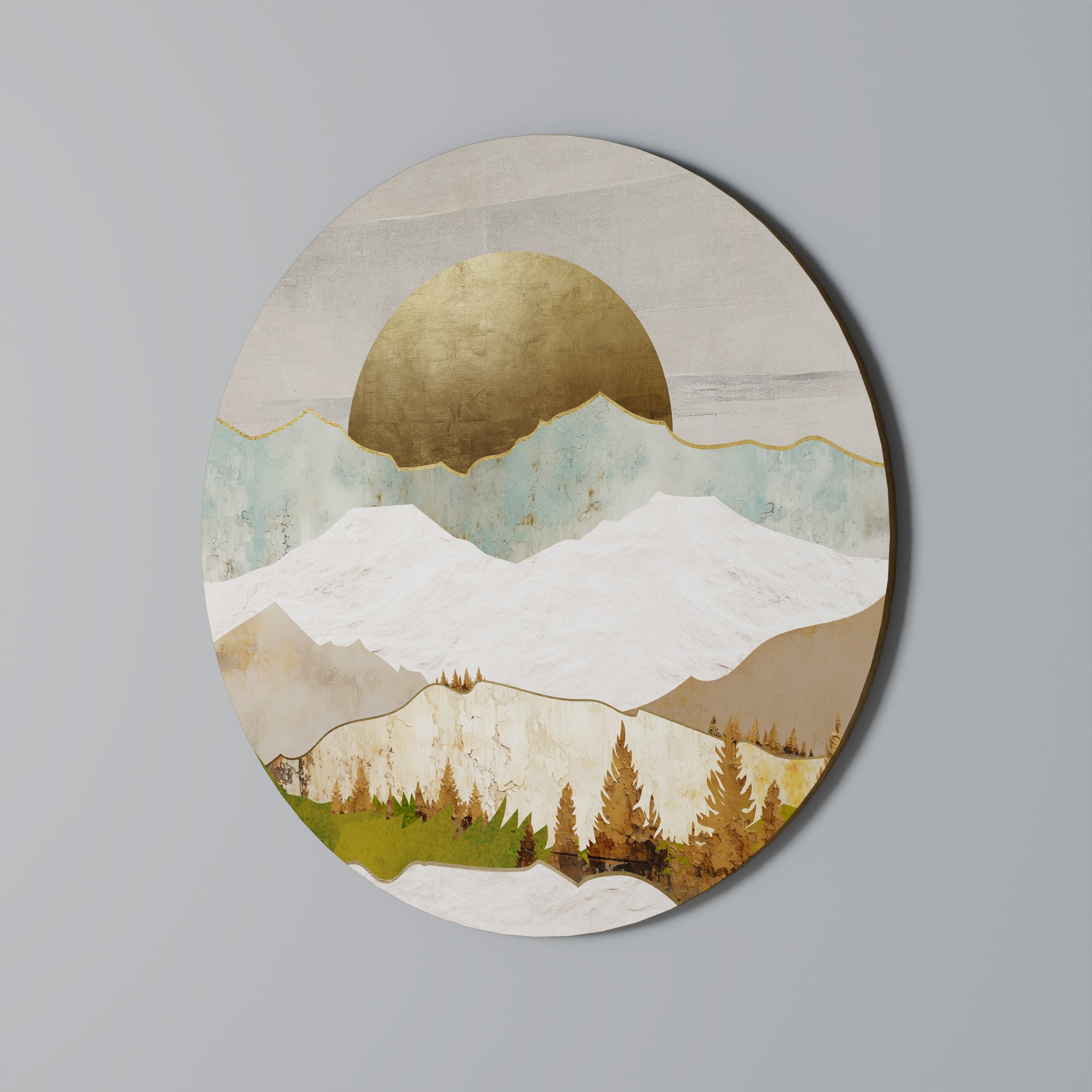 GOLDEN WINTER Round Wall Art