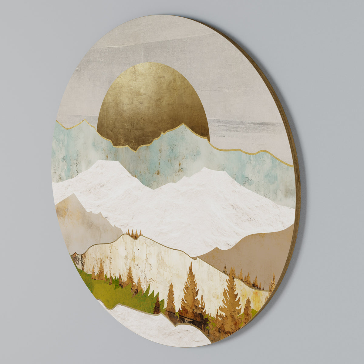 GOLDEN WINTER Round Wall Art