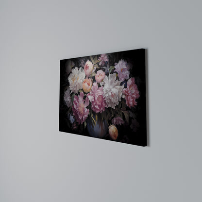 CRASHED PEONIES Horizontal Canvas Print