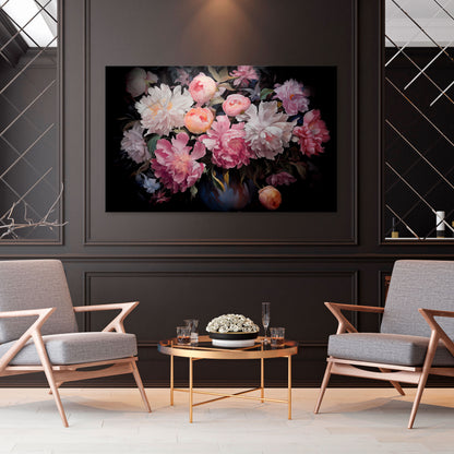CRASHED PEONIES Horizontal Canvas Print