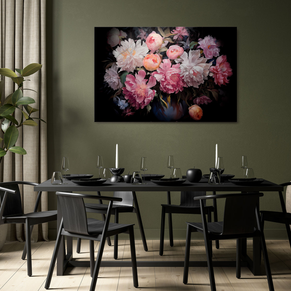 CRASHED PEONIES Horizontal Canvas Print