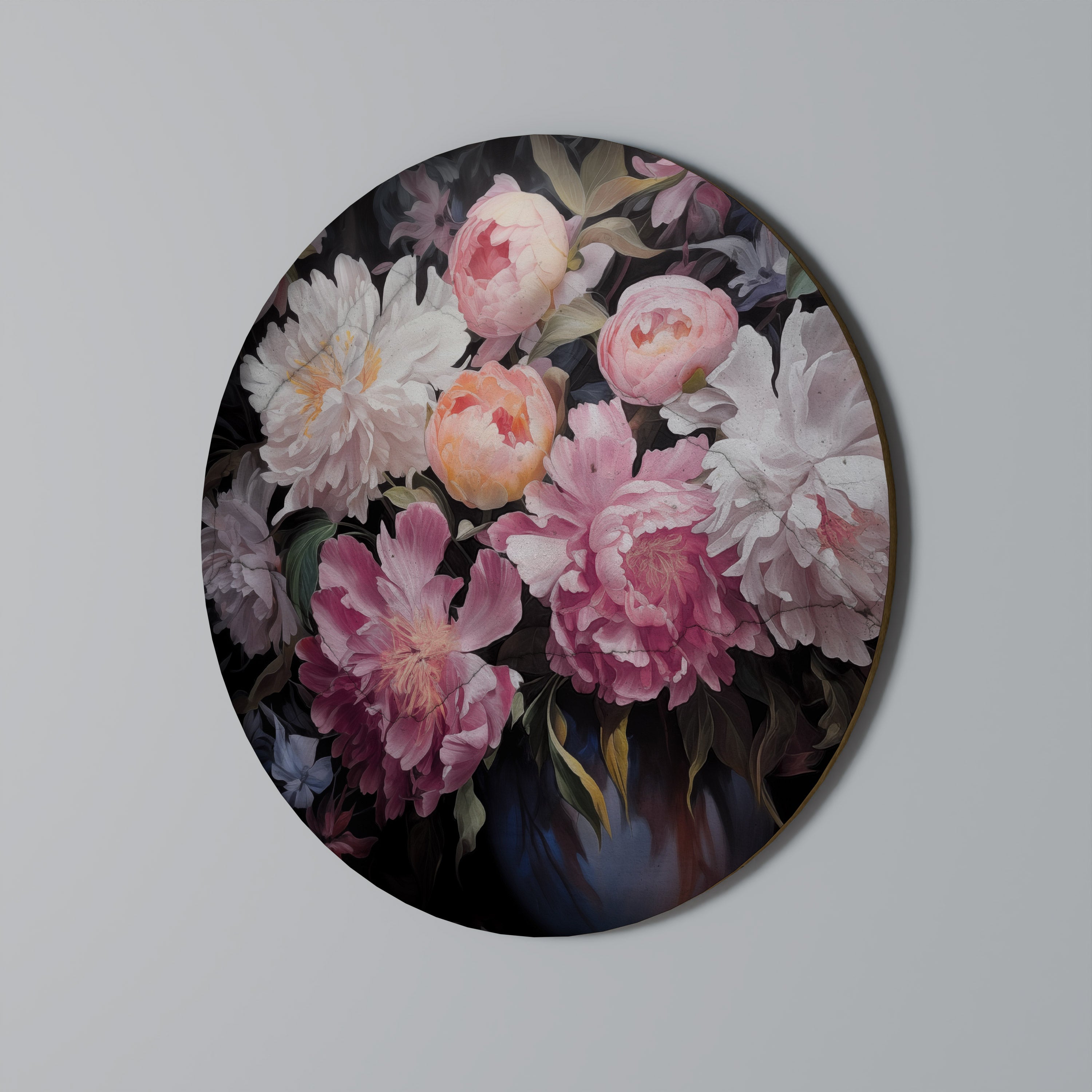 CRASHED PEONIES Round Wall Art