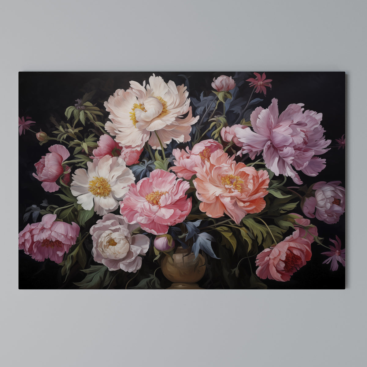 PEONIES BLOSSOM Horizontal Canvas Print