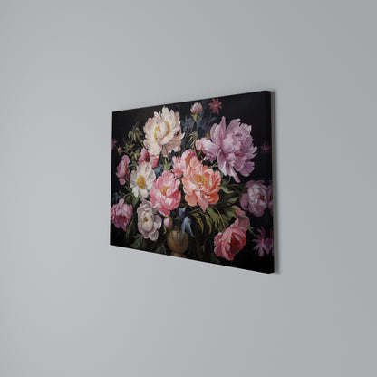 PEONIES BLOSSOM Horizontal Canvas Print