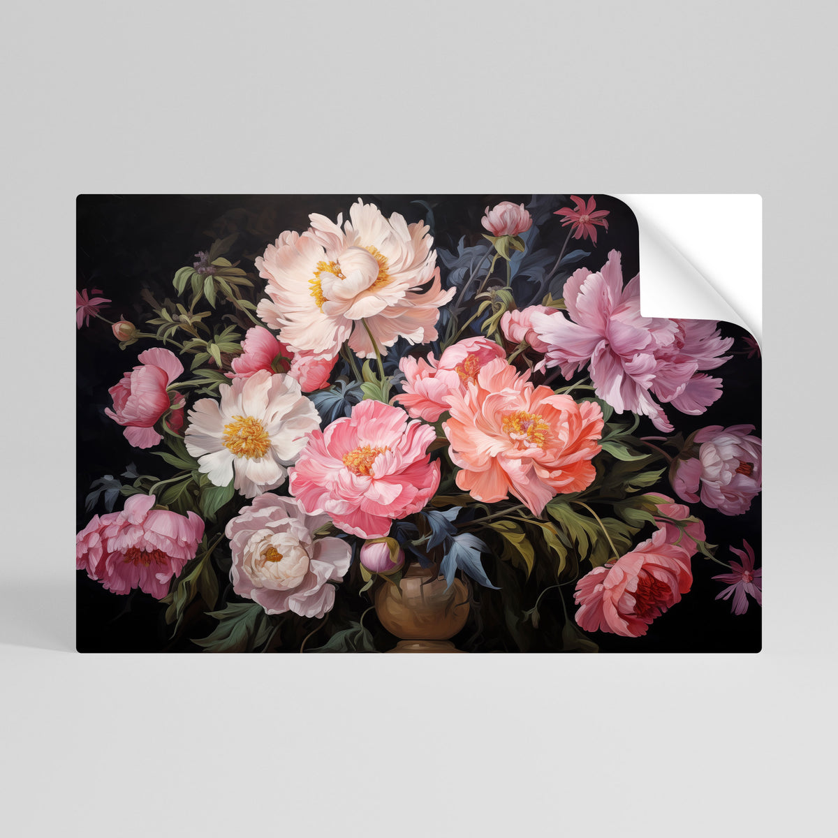 PEONIES BLOSSOM Självhäftande Horisontell Poster