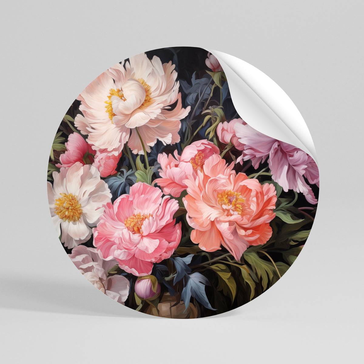 PEONIES BLOSSOM Rund väggdekal