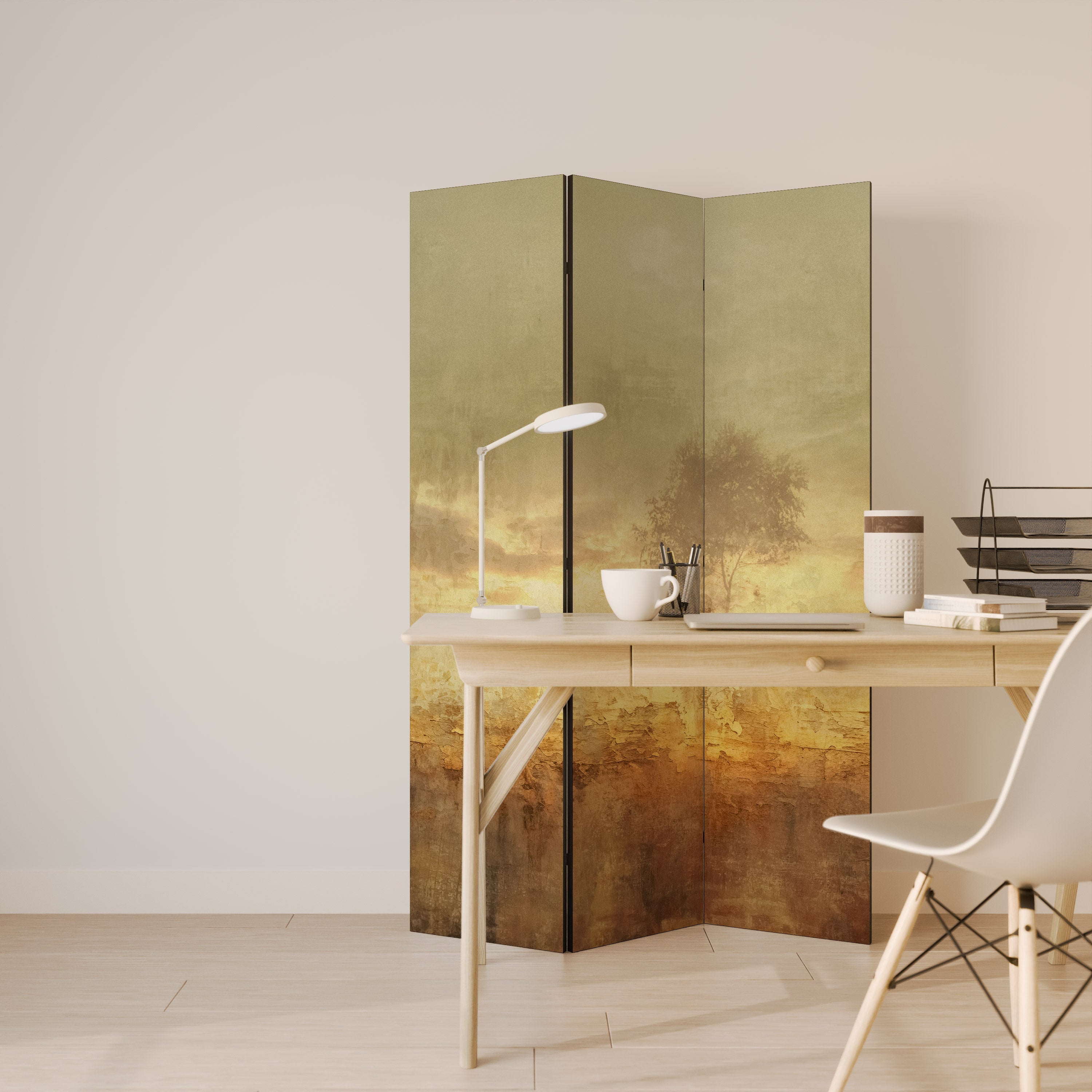 AMBER DREAMSCAPE Dekorativ rumsavdelare med 3 paneler