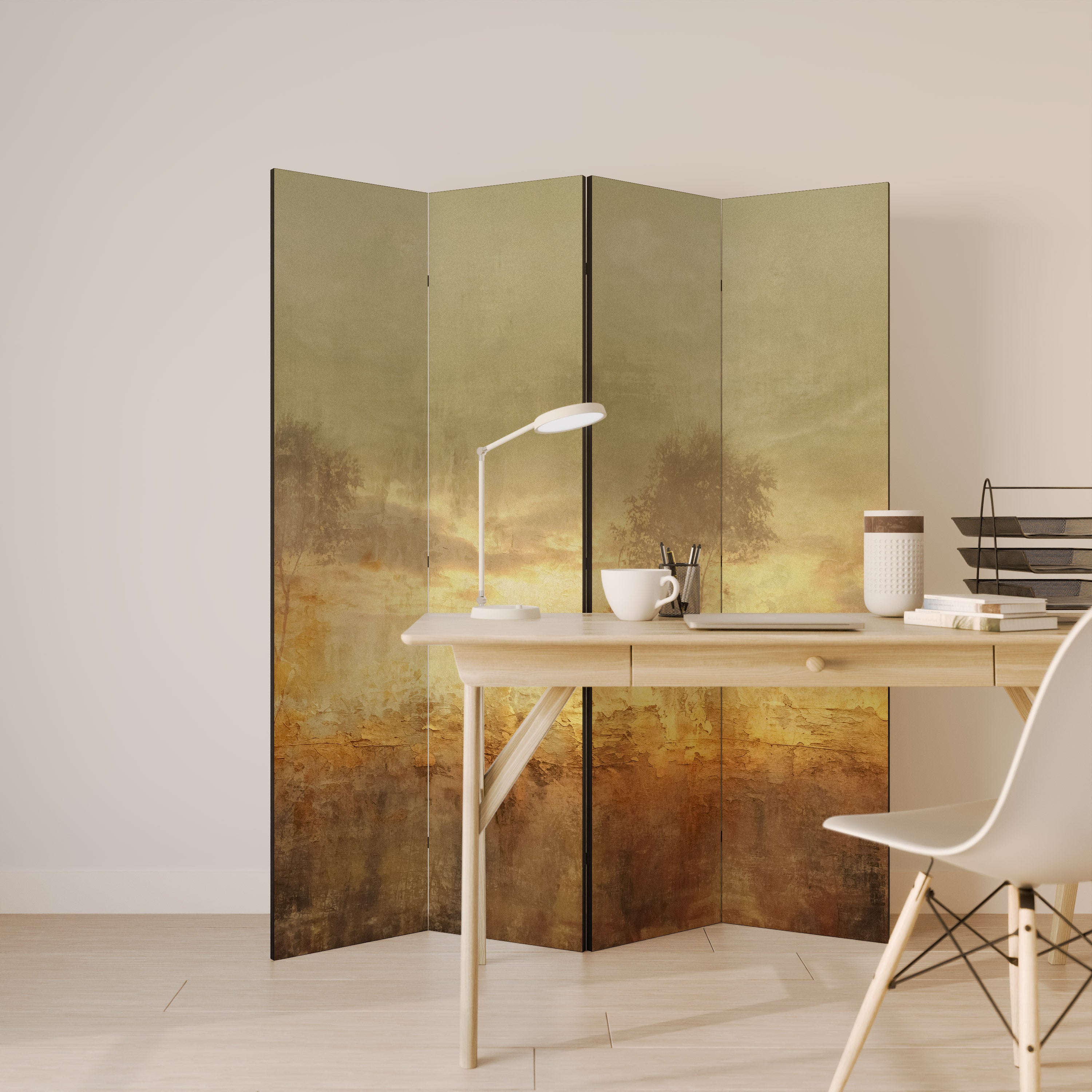 AMBER DREAMSCAPE Dekorativ rumsavdelare med 4 paneler