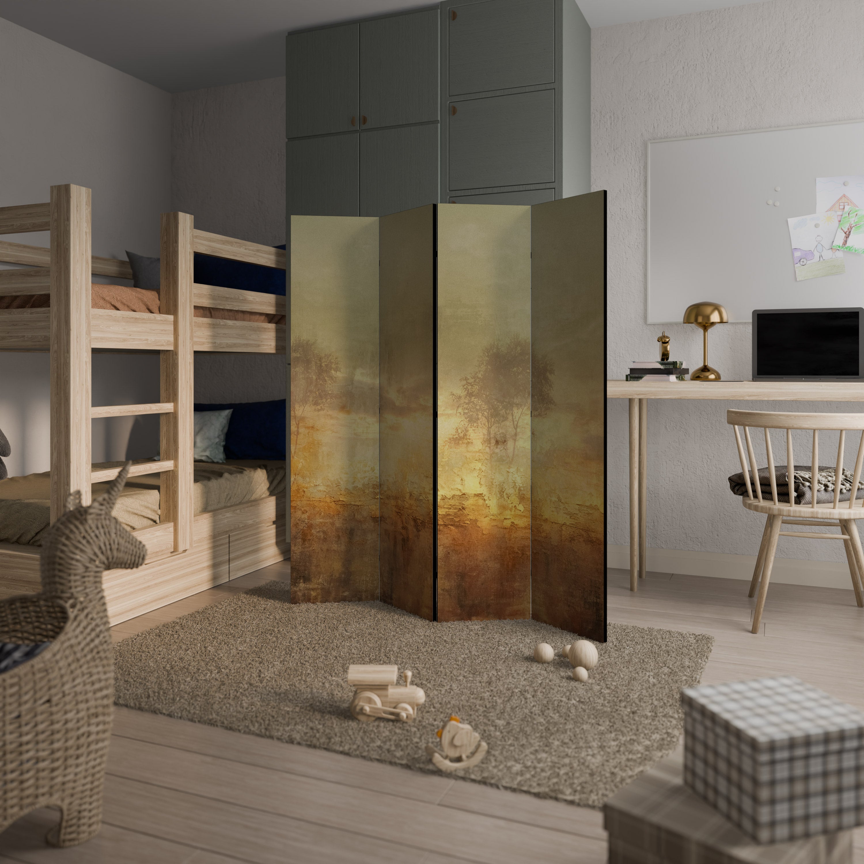 AMBER DREAMSCAPE Dekorativ rumsavdelare med 4 paneler