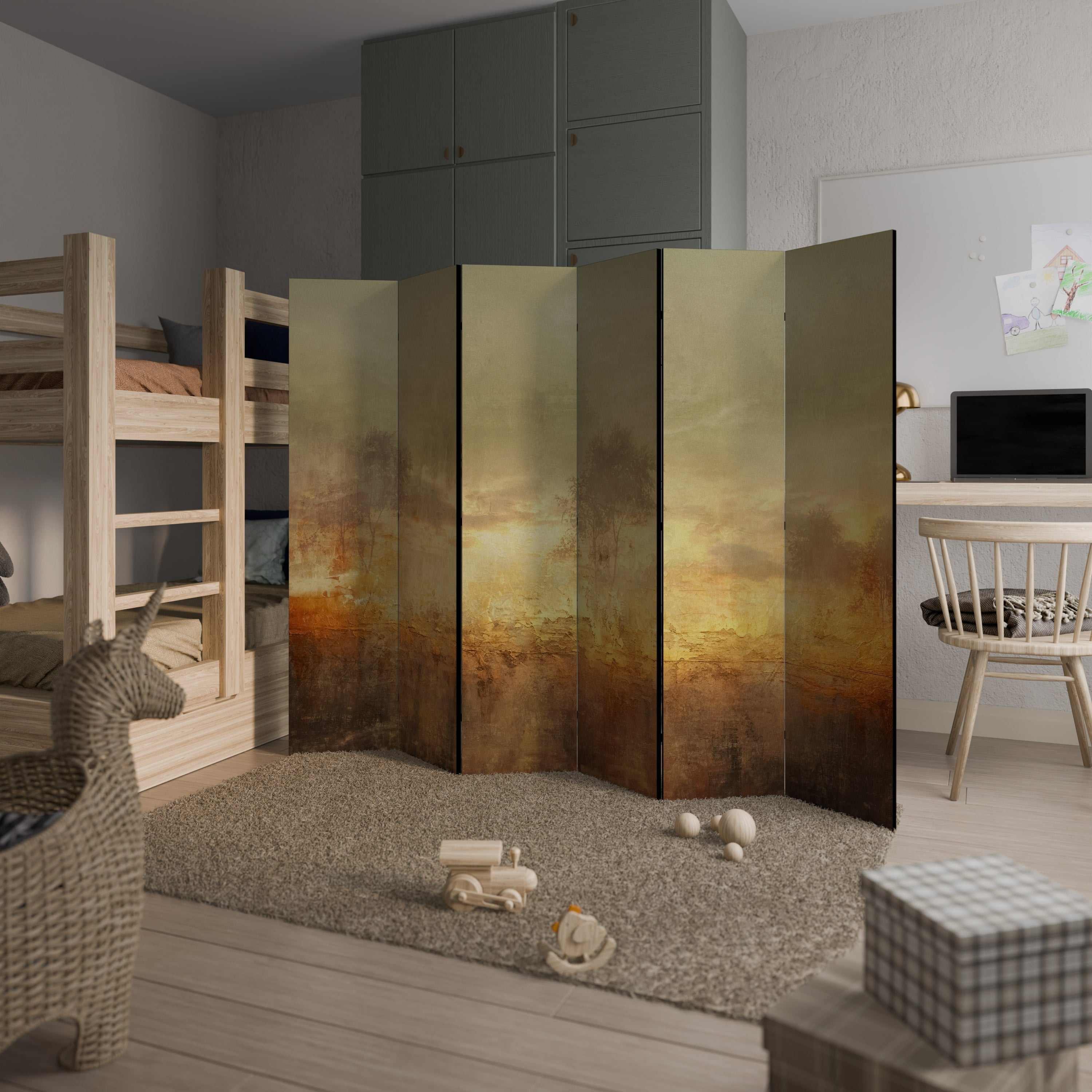 AMBER DREAMSCAPE Dekorativ rumsavdelare med 6 paneler
