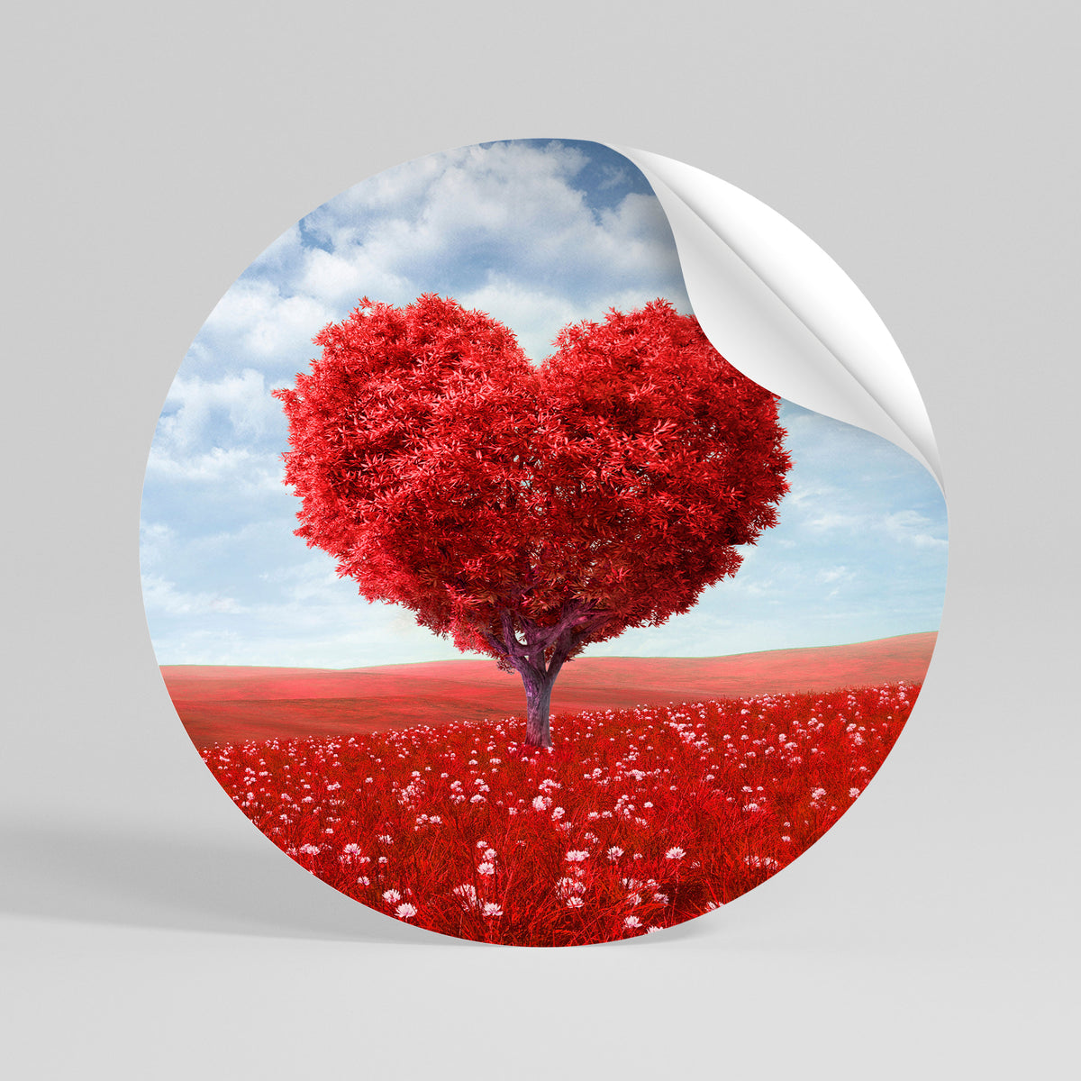 LOVE’S EMBRACE Peel and Stick Round Sticker