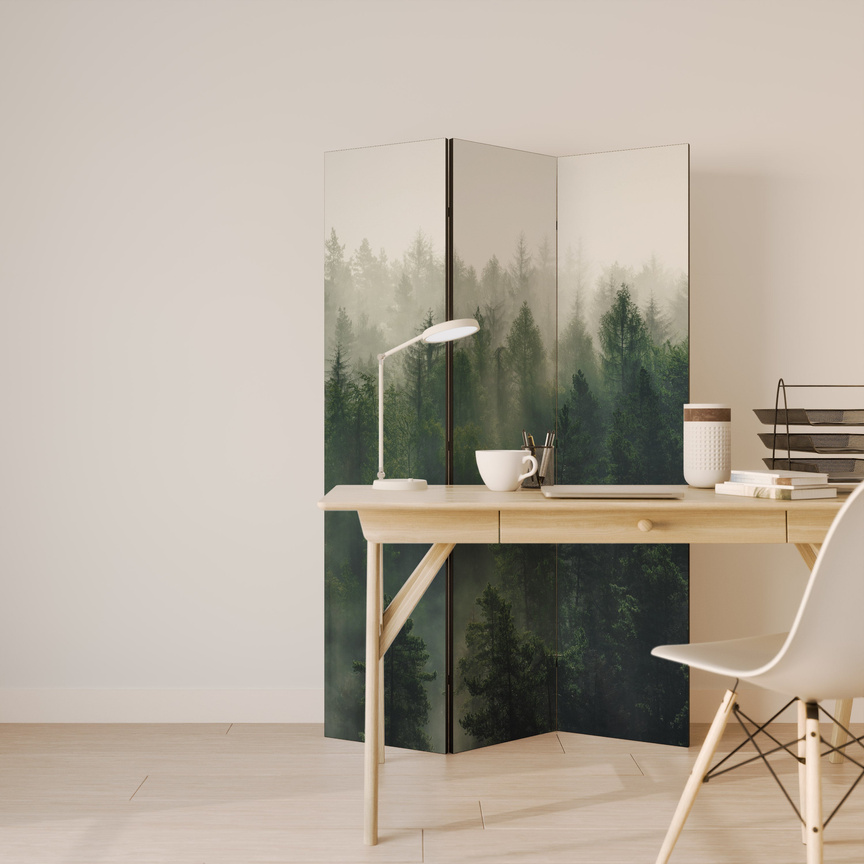 MISTY FOREST Dekorativ rumsavdelare med 3 paneler