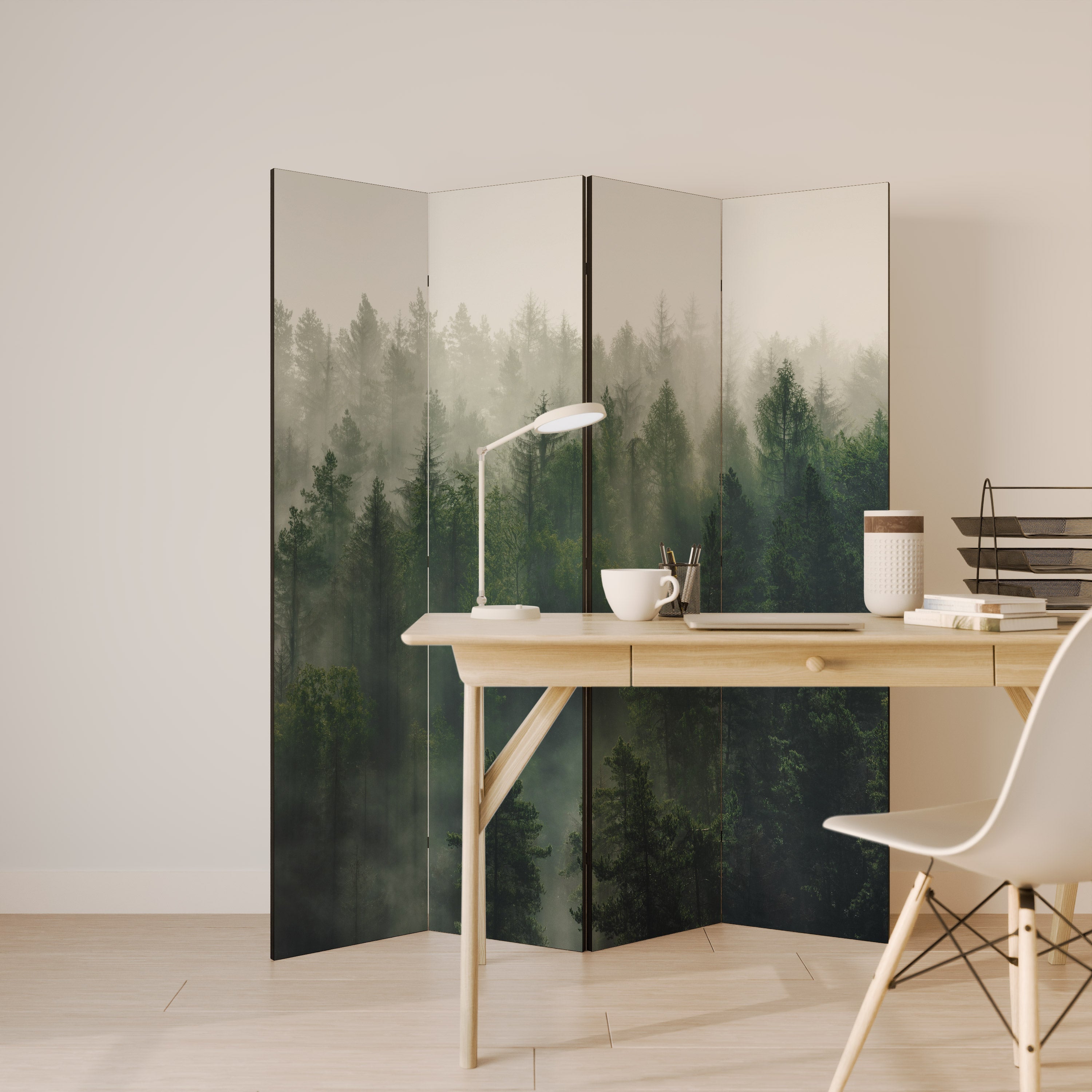 MISTY FOREST Dekorativ rumsavdelare med 4 paneler