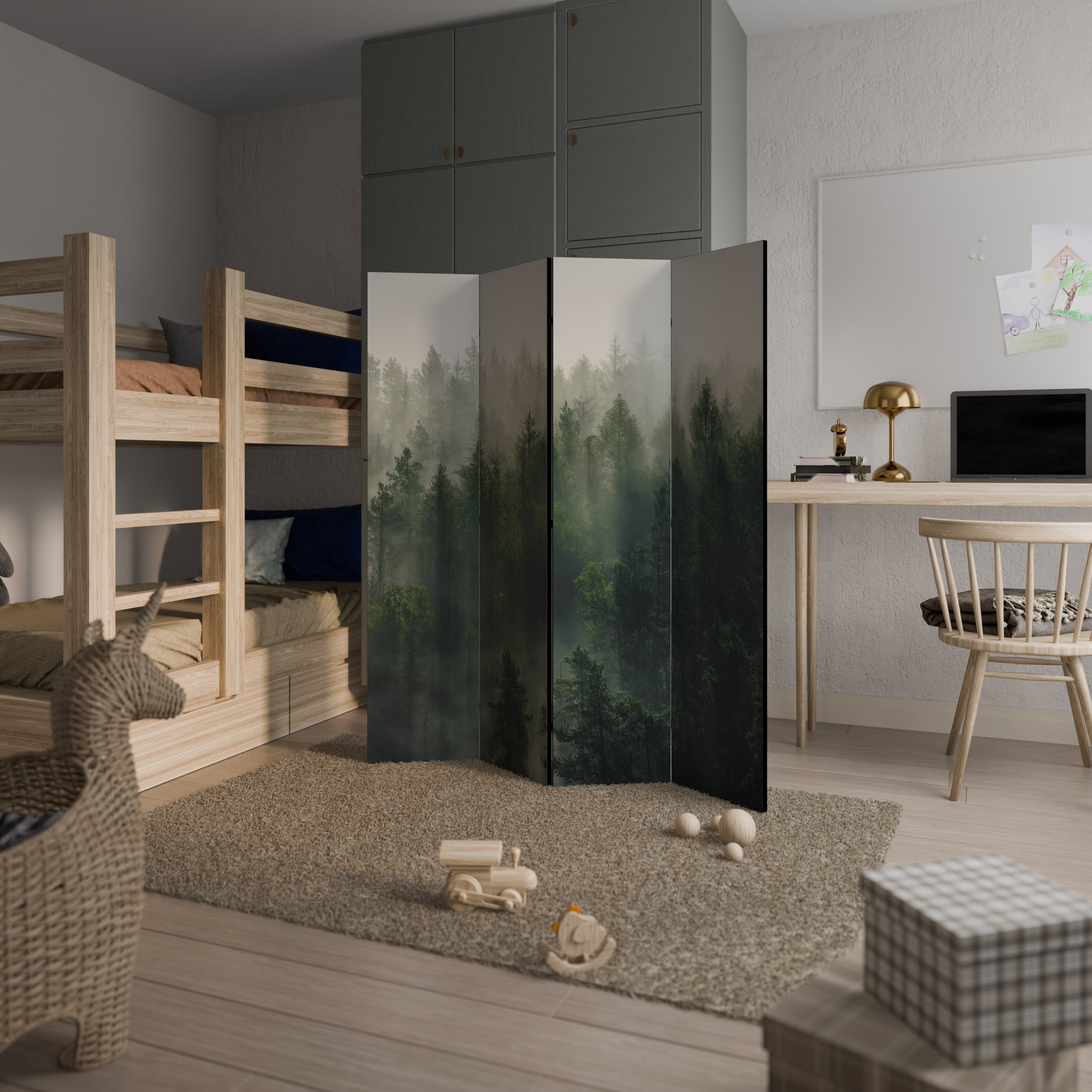 MISTY FOREST Dekorativ rumsavdelare med 4 paneler