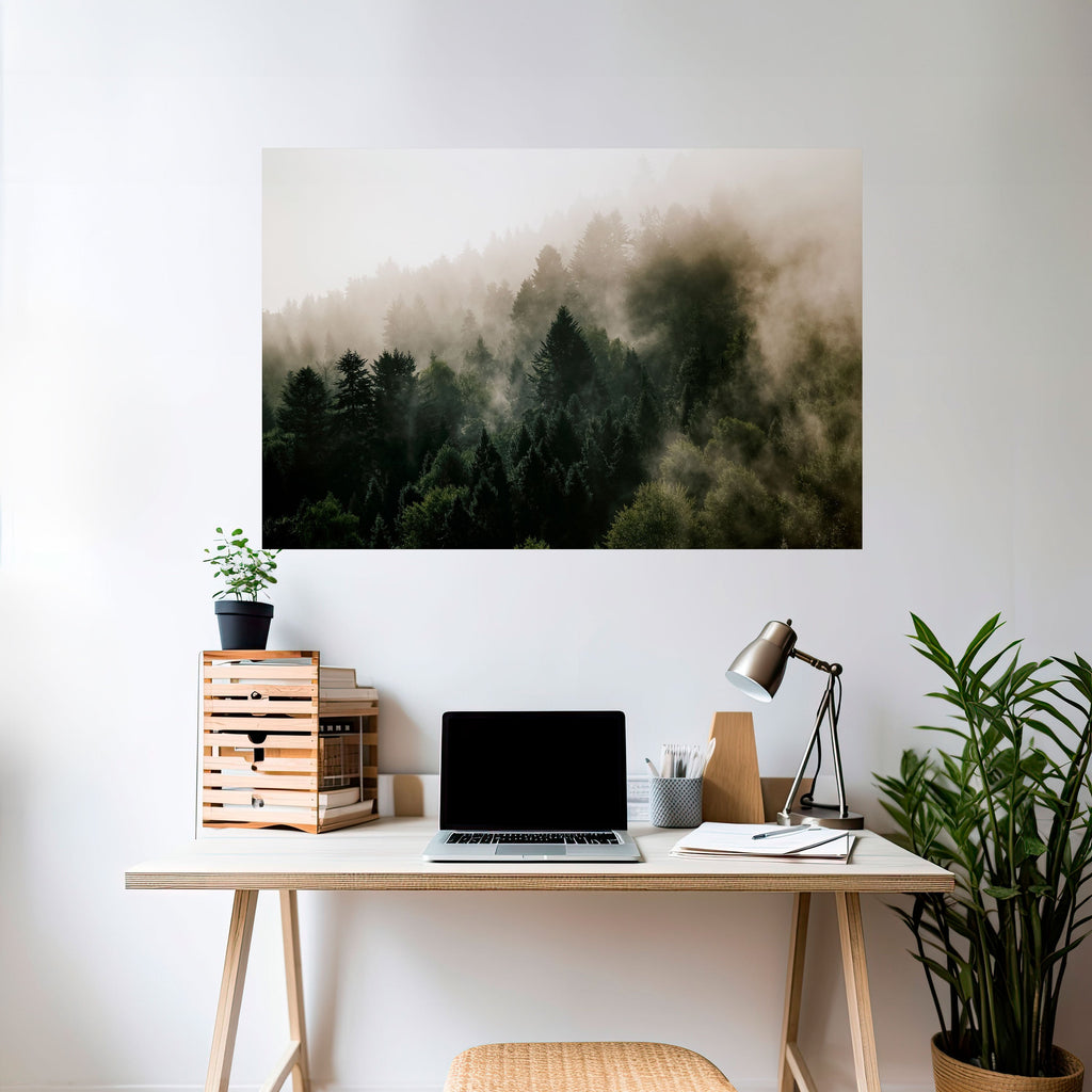 MISTY HIGHLANDS horisontell affisch med självhäftande motiv
