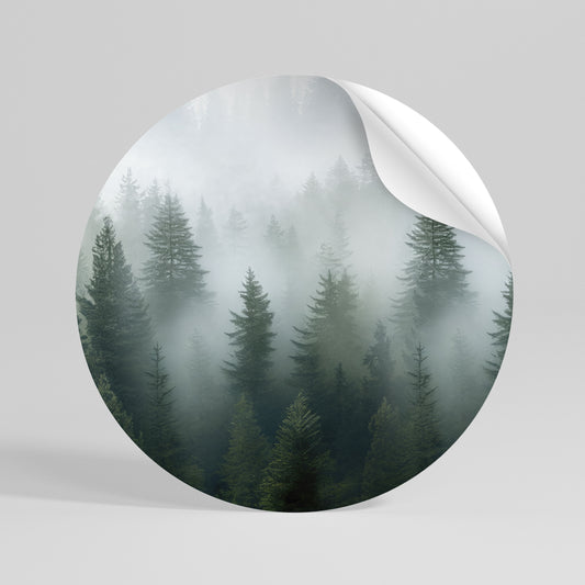 FOGGY CREST Peel and Stick Round Sticker