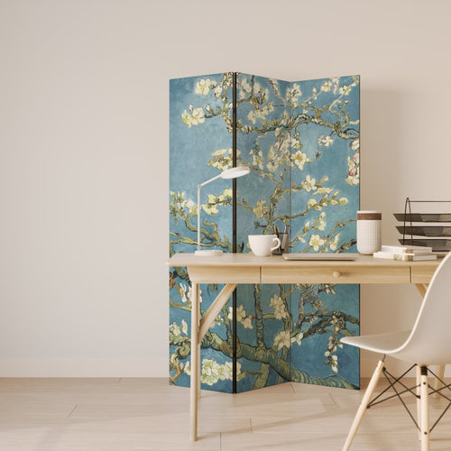 Dekorativ rumsavdelare med 3 paneler i MANDELBLOMST