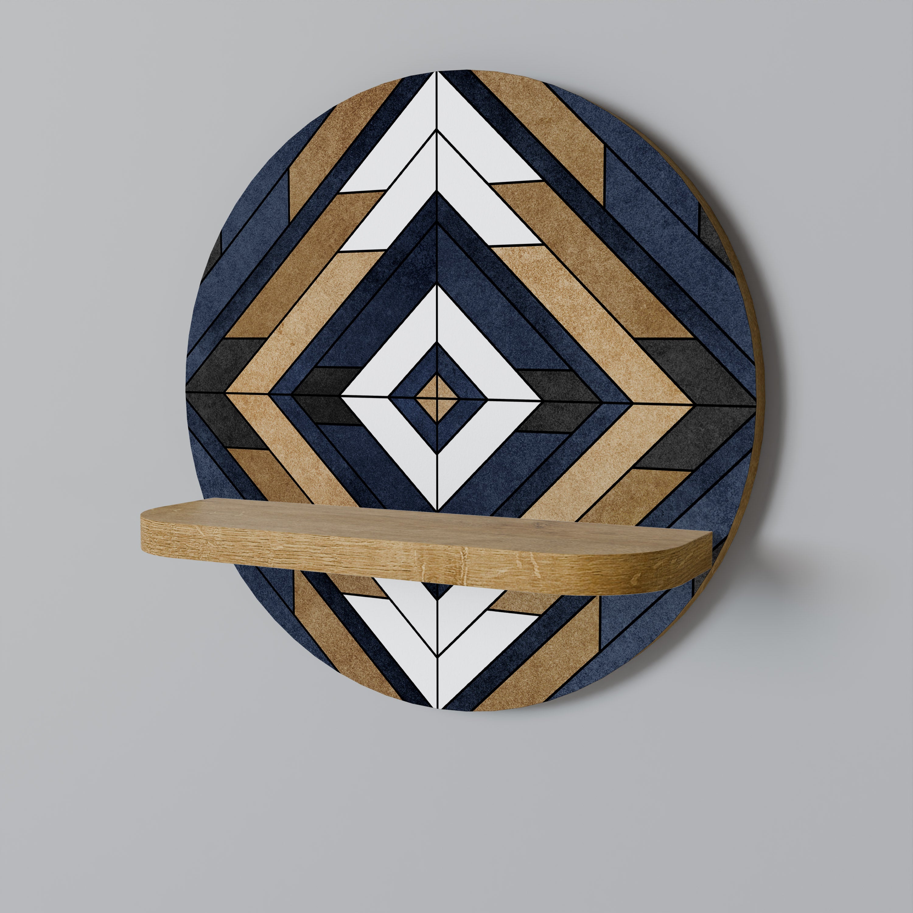 ARTFUL GEOMETRY Rund konsthylla i ekeffekt