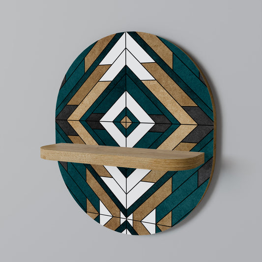 KONSTNÄRLIG GEOMETRI Oval konsthylla i ekeffekt