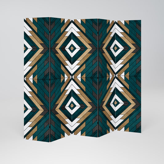 ARTISTIC GEOMETRY Decorative 5-Panel Room Divider