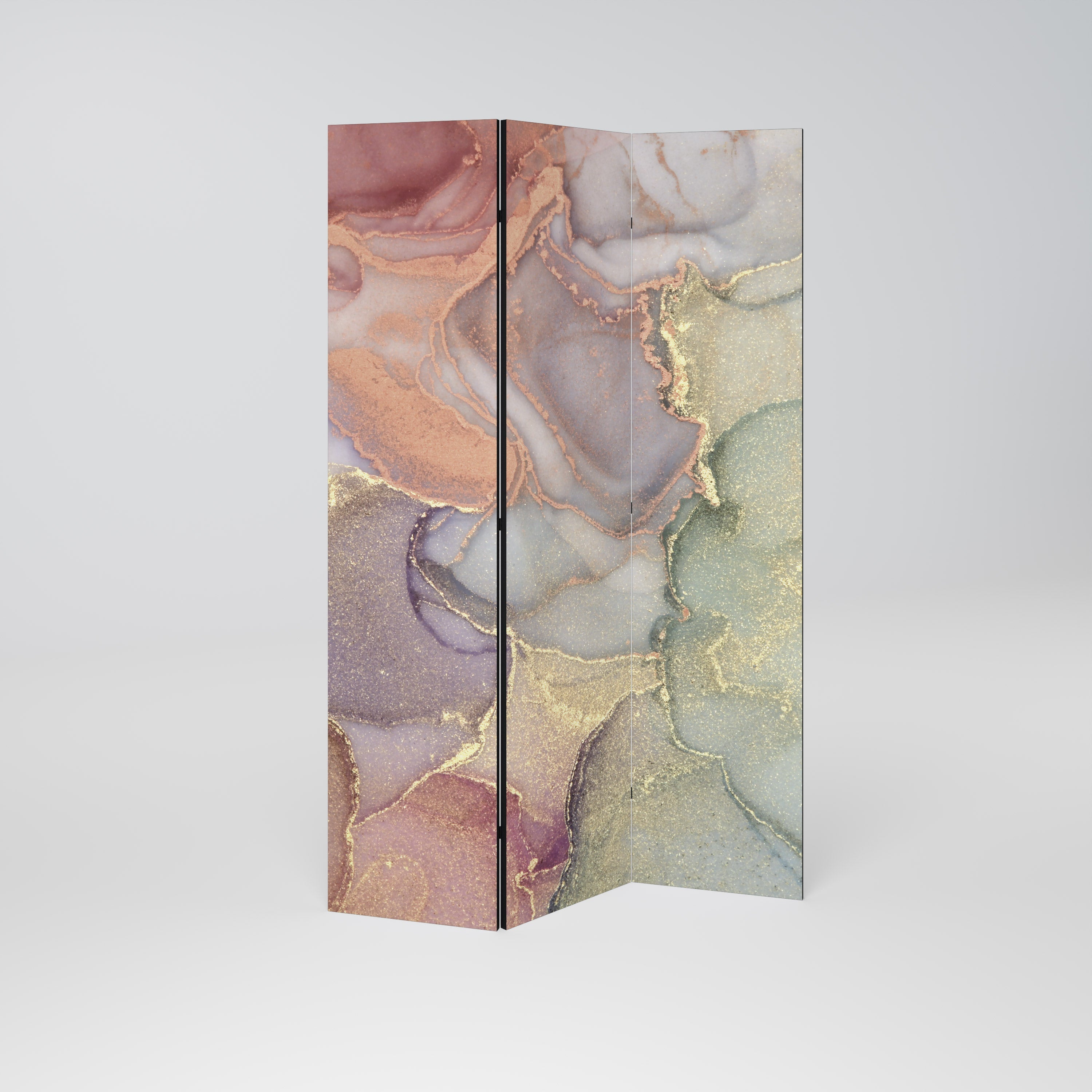 Dekorativ rumsavdelare GOLDEN DREAMSCAPE RHYTHM med 3 paneler