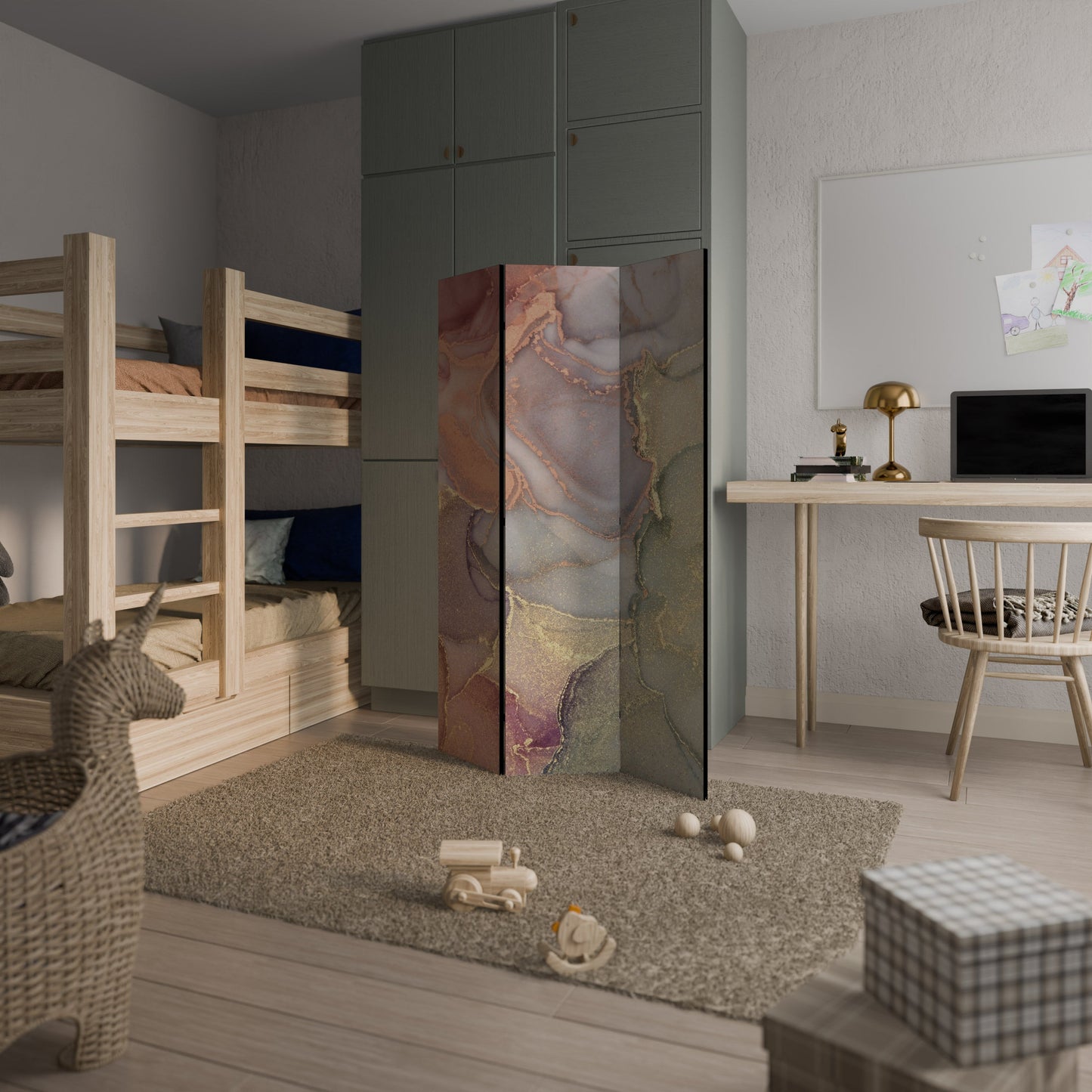 GOLDEN DREAMSCAPE RHYTHM Decorative 3-Panel Room Divider