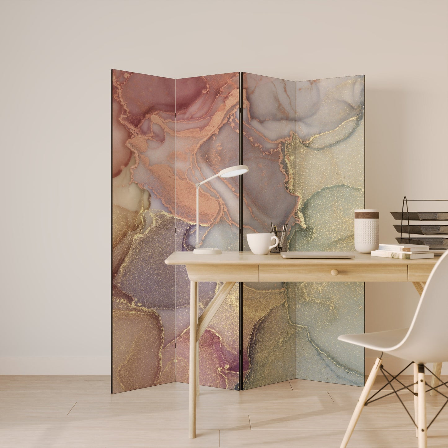 GOLDEN DREAMSCAPE RHYTHM Decorative 4-Panel Room Divider