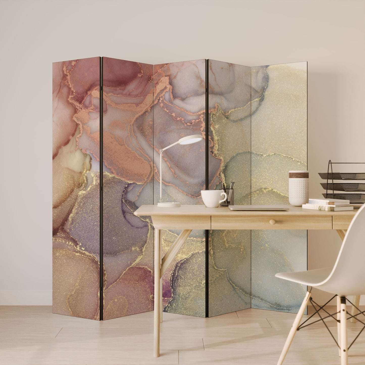 GOLDEN DREAMSCAPE RHYTHM Decorative 5-Panel Room Divider