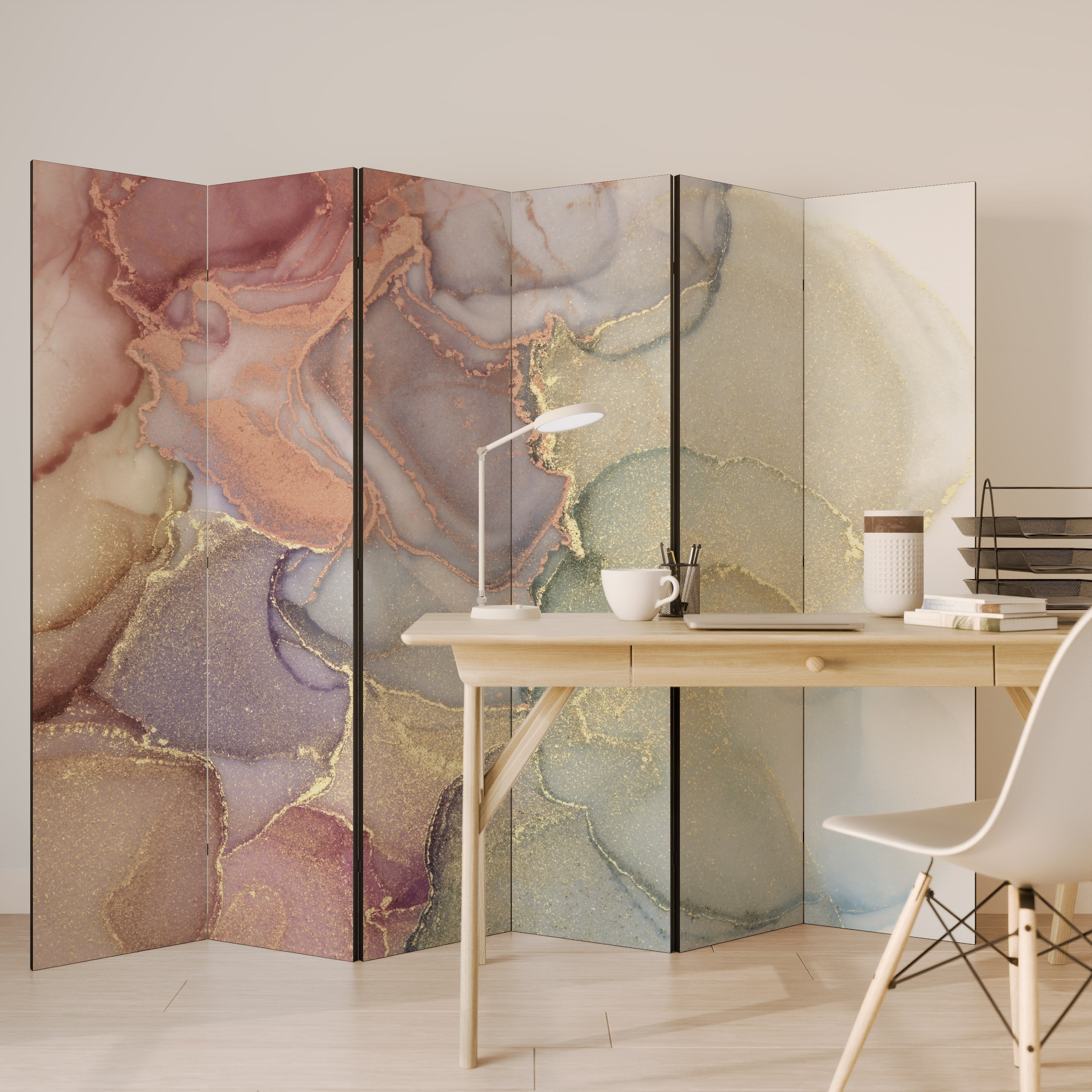 Dekorativ rumsavdelare GOLDEN DREAMSCAPE RHYTHM med 6 paneler
