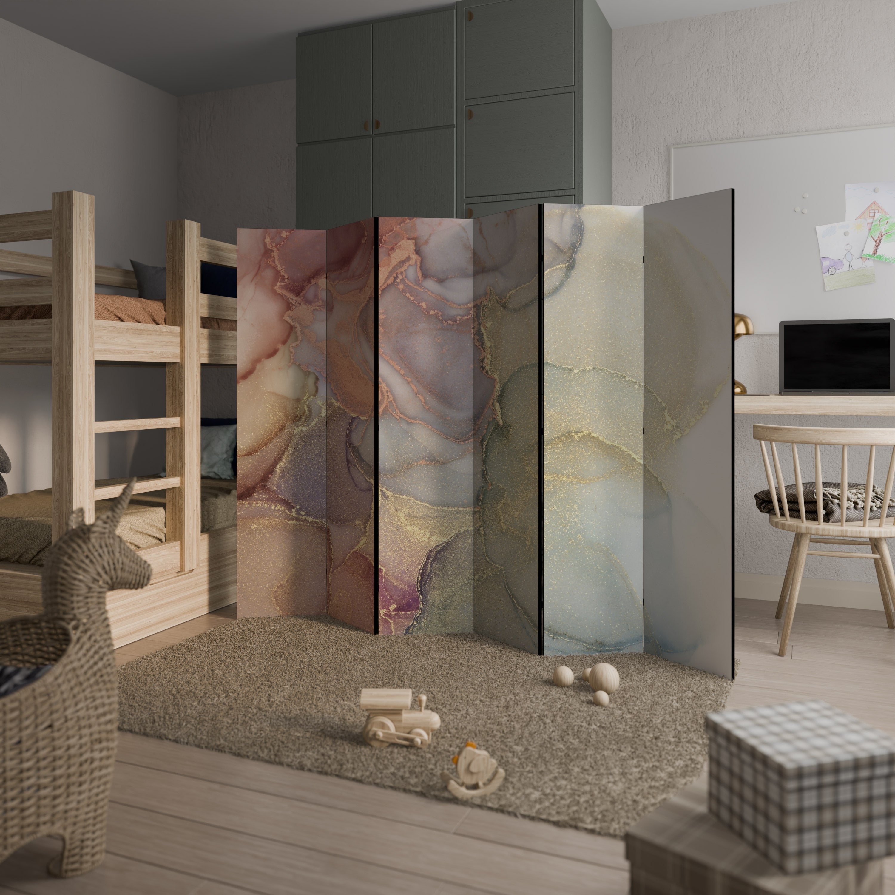 Dekorativ rumsavdelare GOLDEN DREAMSCAPE RHYTHM med 6 paneler