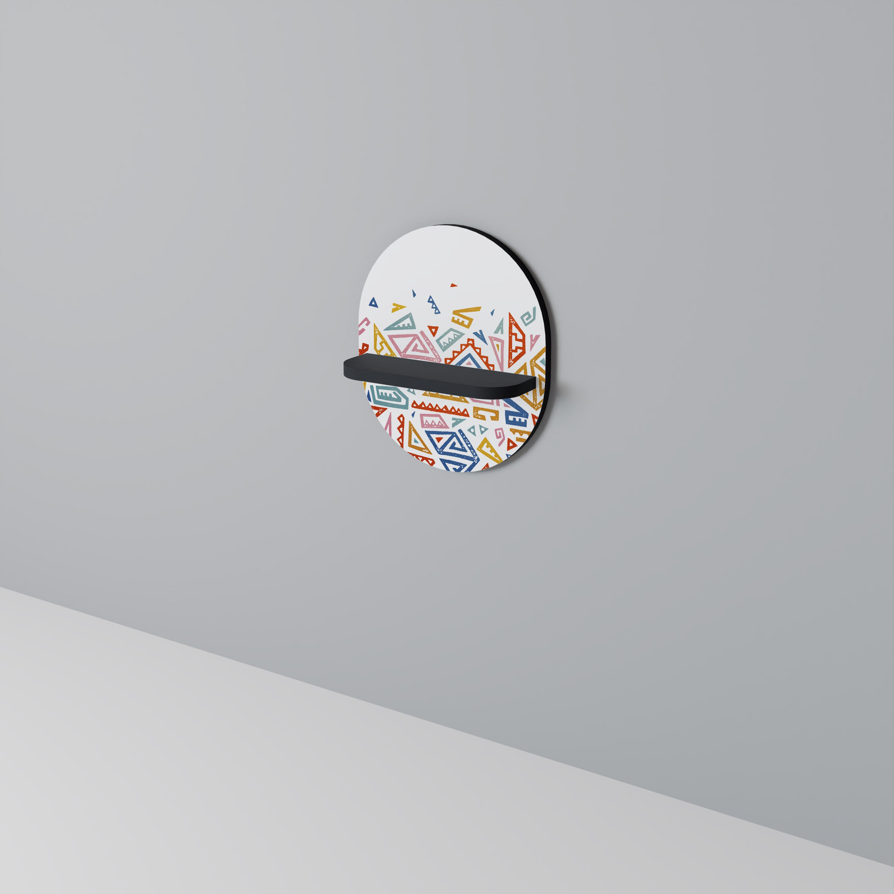 ANGULAR FEELING Oval konsthylla i svart finish