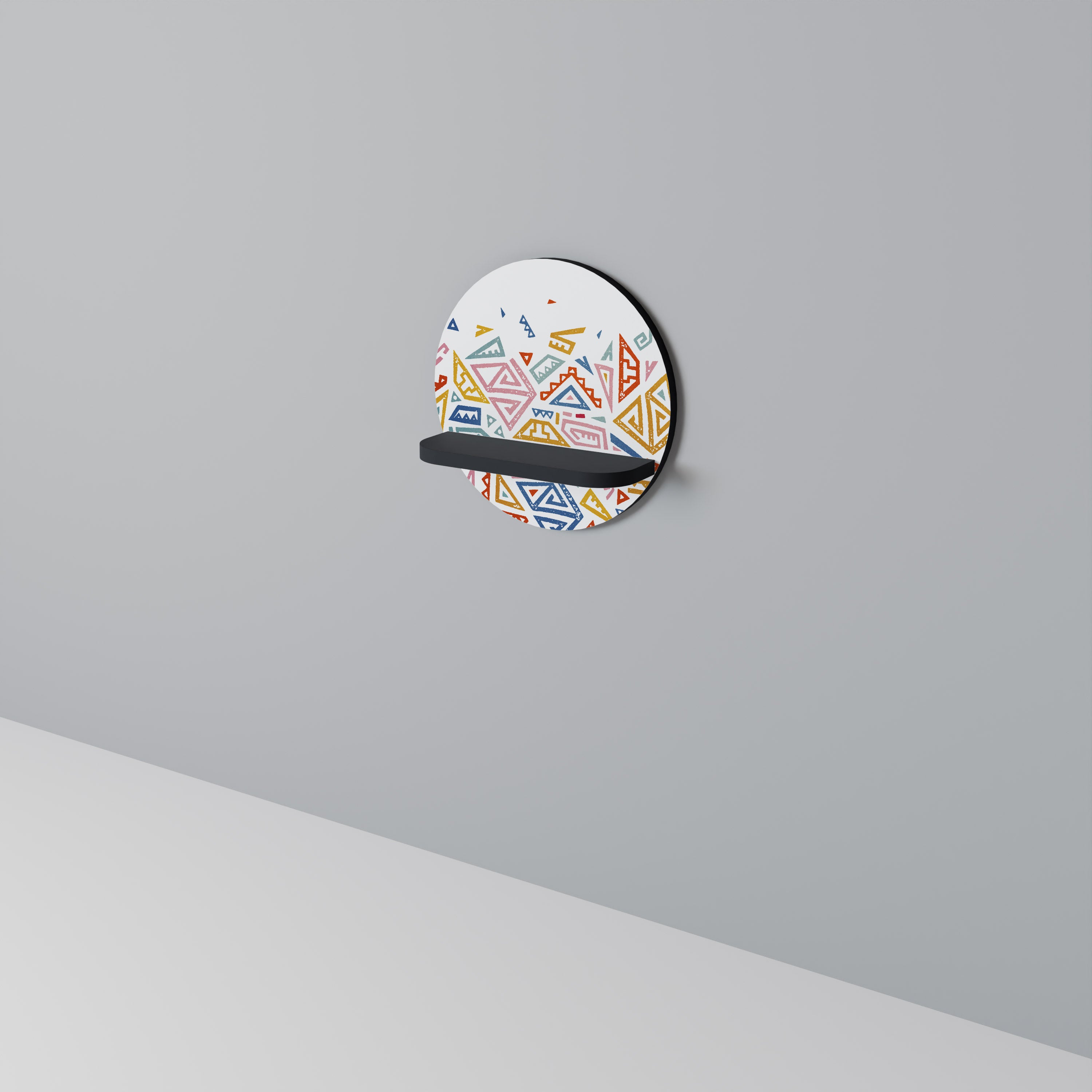ANGULAR FEELING Rund konsthylla i svart finish