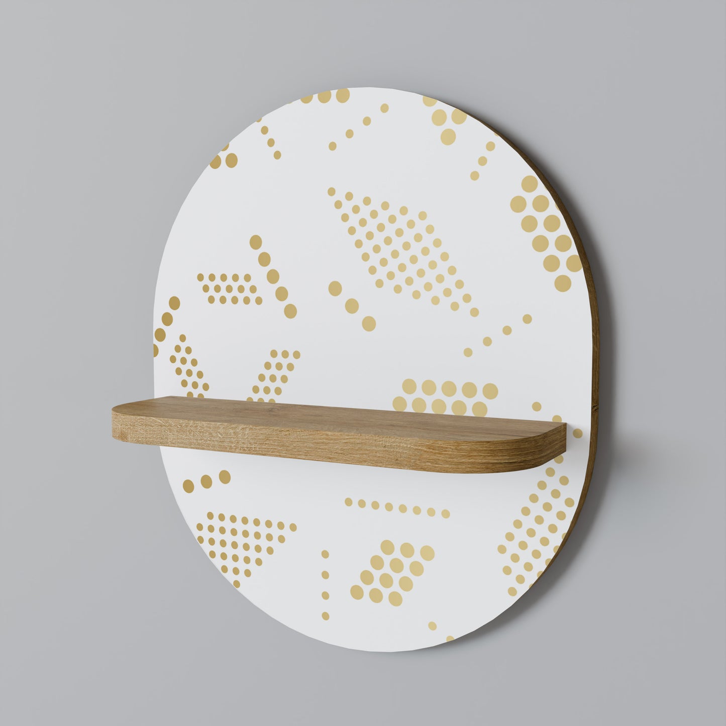 SPOTTED DAZE Oval Art Shelf In Oak Effect